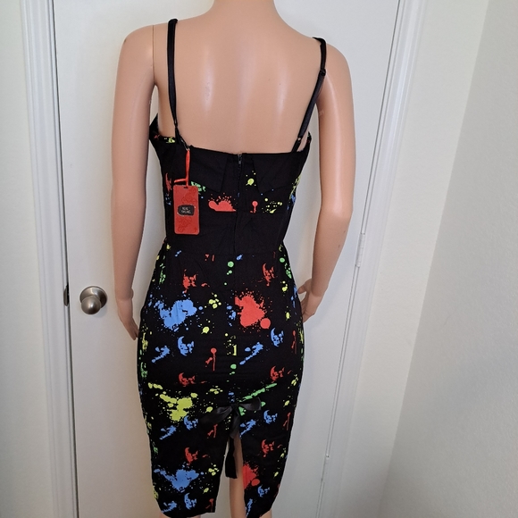 Dead Threads Goth Dress Scene Black Rainbow Paint Splatter Colorful Size Medium - Picture 7 of 13